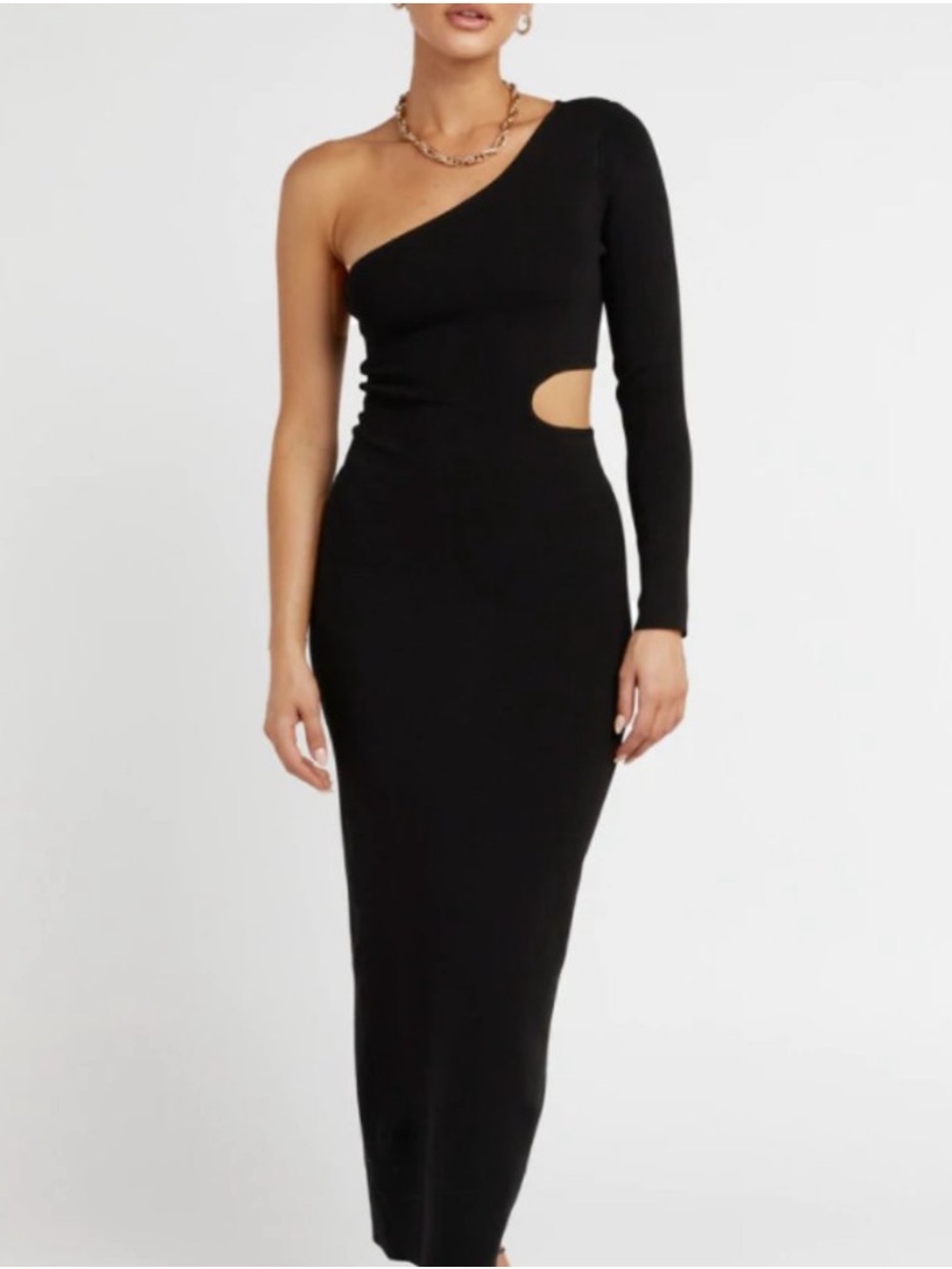 Dissh | Jay One Shoulder Knit Midi Dress Black US 2